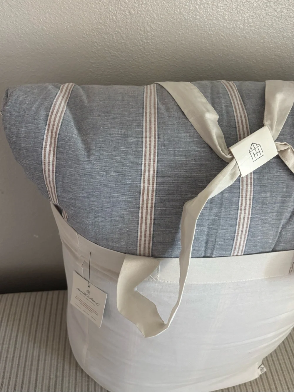 NWT Queen Striped Comforter Set Blue - Hearth & Hand with Magnolia